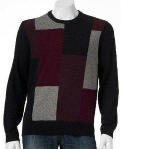 Mens Sweater Dockers Black Red Gray Small Crewneck Long Sleeves Acrylic Classic